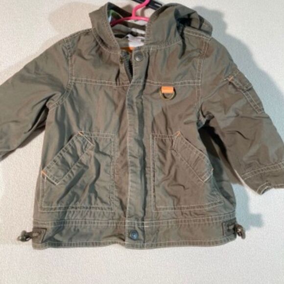 Janie and Jack Jacket‎ Boy's 6-12 month Khaki Hooded Windbreaker - Picture 1 of 9
